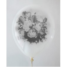 Clear Crystal - Black Rose Design Printed Balloons